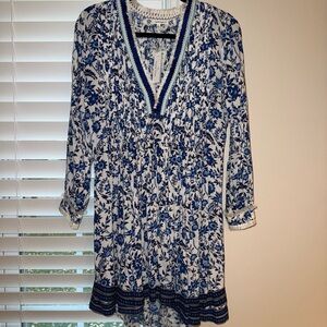 Poupette St. Barth Blue and White Patterned Dress